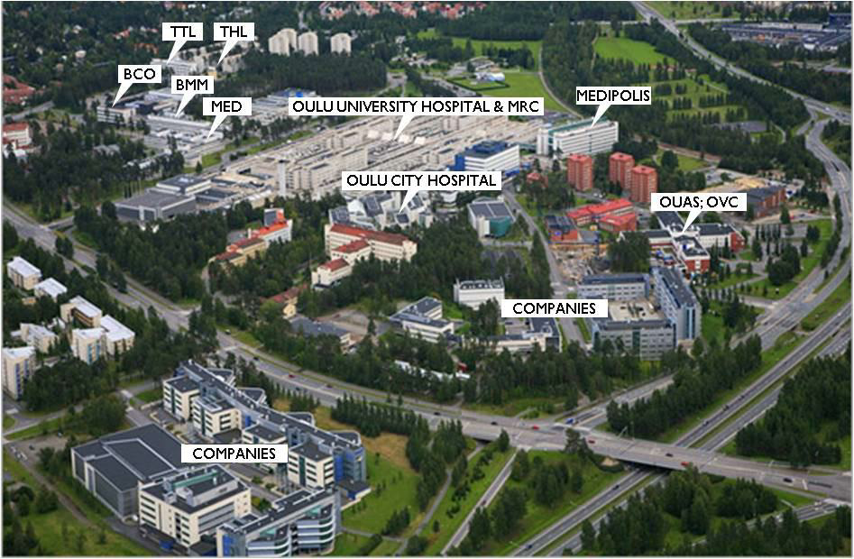 Kontinkangas Life Science Campus 2 Faculties, Biocenter Oulu University Hospital TTL, THL City Hospital Oulu