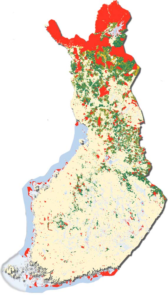 Valtion liikelaitos Metsähallitus 1/3 Suomea (12,5 milj. ha) Talousmetsien metsämaata 3,6 milj. ha Kitu- ja joutomaata 1,5 milj.