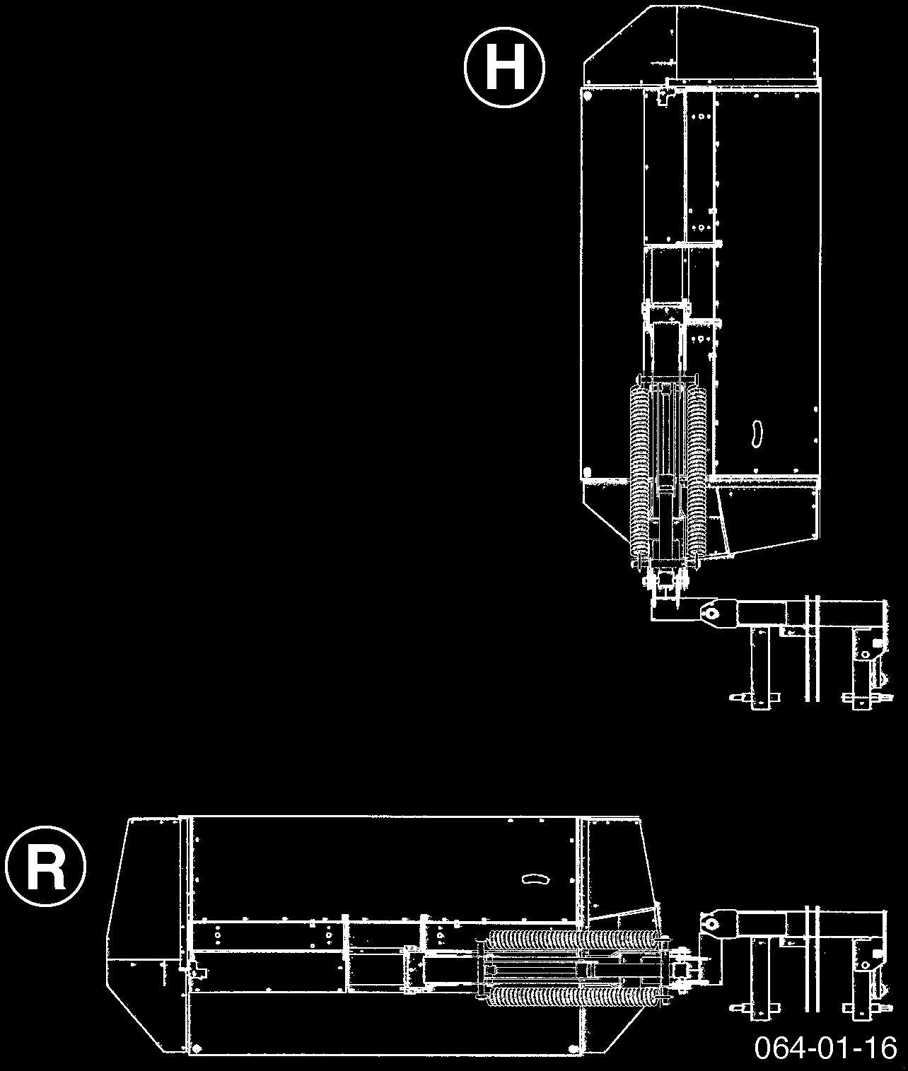 Irrottaminen ja tukeminen maahan Laitteen tukeminen maahan Kone voidaan tukea maahan kahteen eri asentoon (R ja H).