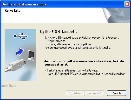 Aset USB-kpeli vrovsti sille vrttuun kouruun ll osoitetull tvll j vie kpeli kouru pitkin litteen tkos kohti. Kytke kpeli sen jälkeen tietokoneeseen.