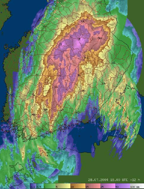 Tutkasademittausten laadunparannuksia Muiden kuin sadekaikujen poisto (maa, laivat, meri): merimaski + ankara ROPO + erityiskohteiden poistoa