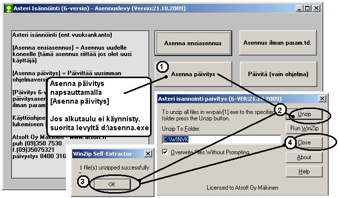 1 PÄIVITYKSEN ASENTAMINEN Suosittelemme päivityksen asentamista netistä, jotta saat aivan uusimman ohjelmaversion. Jos käytät cd:tä, laita se asemaan ja sulje ohjelma.