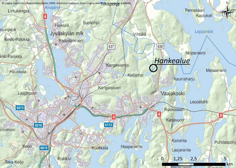 Jyväskylän kaupunki 1 1 JOHDANTO Jyväskylän kaupunki suunnittelee Vaajakoskella noin kahdeksan kilometriä Jyväskylän keskustasta koilliseen ja noin kolme kilometriä Vaajakosken keskustasta pohjoiseen