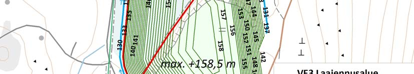 Vaihtoehdossa 3 laajennusalueen pinta-ala olisi noin 6,1 ha ja täyttökorkeus +158,5 m. 4.