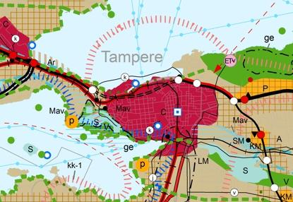 Ote maakuntakaavan 2040 luonnoksesta ja vinjettikartta Pirkanmaan maakunnallisesti arvokkaat rakennetut kulttuuriympäristöt 2015 -selvityksen kohdekortista (Koulukatu).