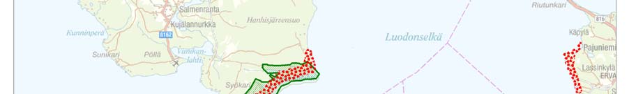 Kuva 24. Rannat, joilla jääeroosiota tapahtuu nykyisin (P-P ELY -keskuksen julkaisuja 2011, kuvan 21 pohjalta).