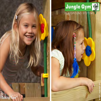 Paketti 805-128 5107641 1 / 3 Jungle Gym Talking Tube" Tee se itse -pakkaus, mukana perusteellinen asennusohje ja kaikki puhelaitteiston liittämiseenleikkitorniin tarvittavat osat.