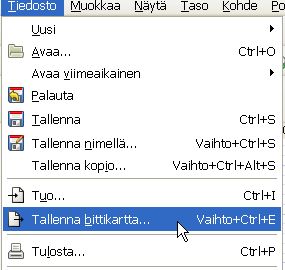 Näet tällaisen ikkunan ilmestyvän: Jos painat nyt Vie, tallennat 32x32 -kokosen PNG-tiedoston käyttöjärjestelmäsi kotihakemistoon.