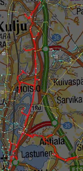 Lähdön topologia on silmukkamainen, joten siinä on useita jakorajoja Keskustan ja Herralan lähtöihin.