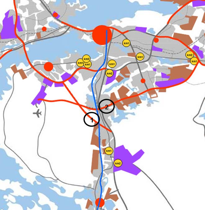 65 (85) Tiehankkeet Kuvio 35. Tiehankkeet Tampereen seudulla. (Pirkanmaan 2. maakuntakaava) 1.