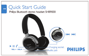 2 Pakkauksen sisältö SHB9000 Bluetooth-kuulokkeet USB-latauskaapeli Pika-asennusopas Käyttöohje-CD Pussukka Audiokaapeli 3 Mitä muuta tarvitset: Tarvitset myös Bluetooth streaming-toimintoa, eli