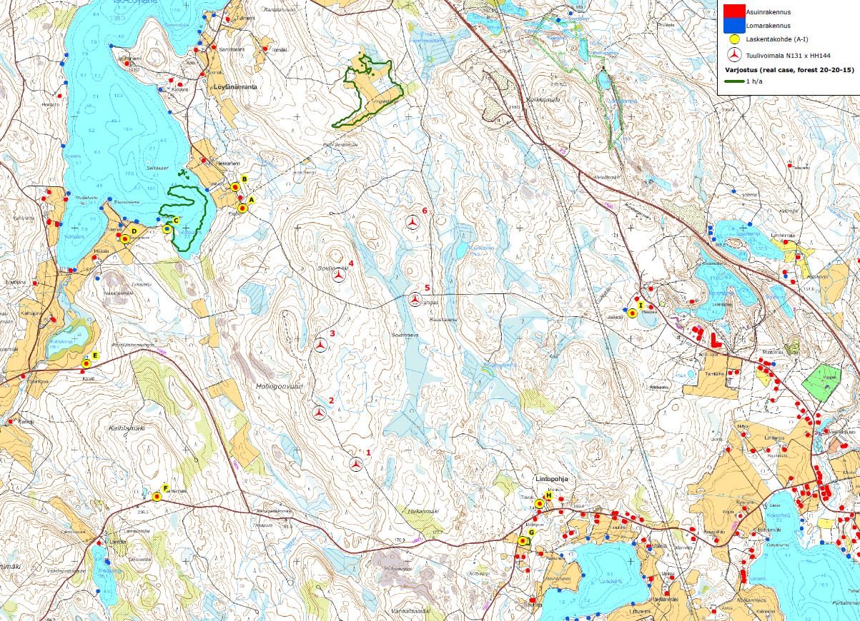 FCG SUUNNITTELU JA TEKNIIKKA OY Kaavaselostus 53 (60) Varjostusvaikutus mallinnuskohteessa A on havaittavissa helmikuu-maaliskuu ja syyskuu-marraskuu välisinä ajanjaksoina. Varjostus ajoittuu klo: 07.