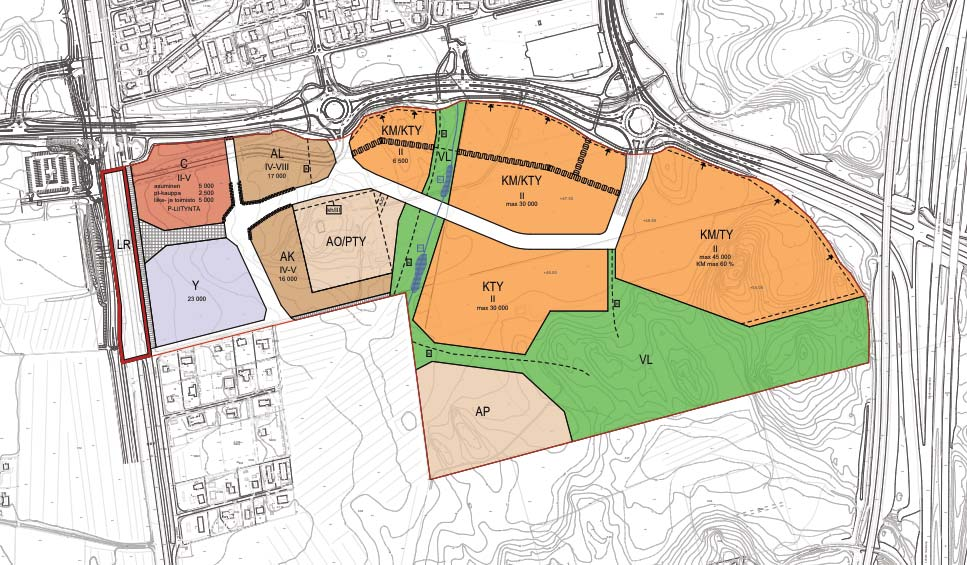 Case Poikkitien yritysalue Kaavarunko 2013-2014 Poikkitien alueen hulevesitarkastelu (Ramboll) selvitettiin