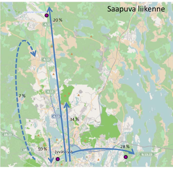 3.3.3 Vt 9 (Rantaväylä) Vt 9 Rantaväylän mittauspisteeseen tutkimusalueen ulkopuolelta saapuvan raskaan liikenteen määrä on noin 950 ajoneuvo/vrk (KAVLras 1900), joista noin 650 on raskaita