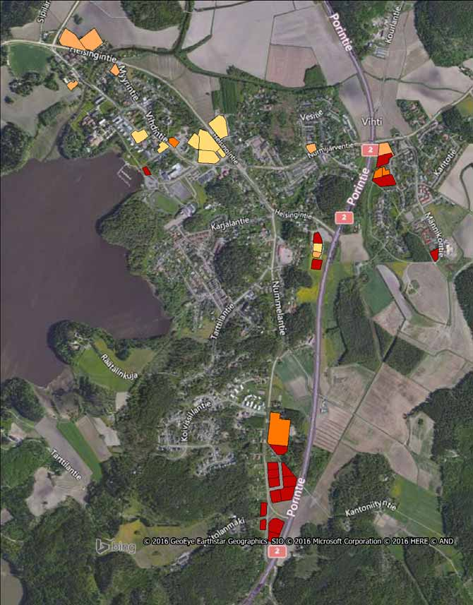 VIHDIN KIRKONKYLÄ Elinkeinotonttien toteutumisaste