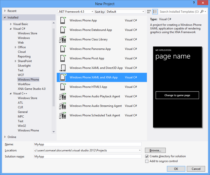 16 2.3.2 Visual Studio For Windows Phone Visual Studio on Microsoftin Windows Phonen kehitysympäristö. Kehitysympäristössä on mahdollista ohjelmoida eri ohjelmointikielillä.