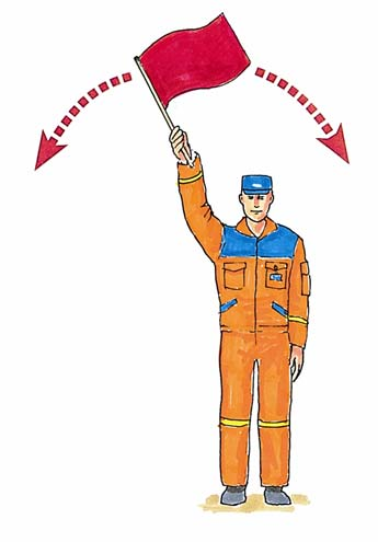 Red signal flag (stationary) The signalman