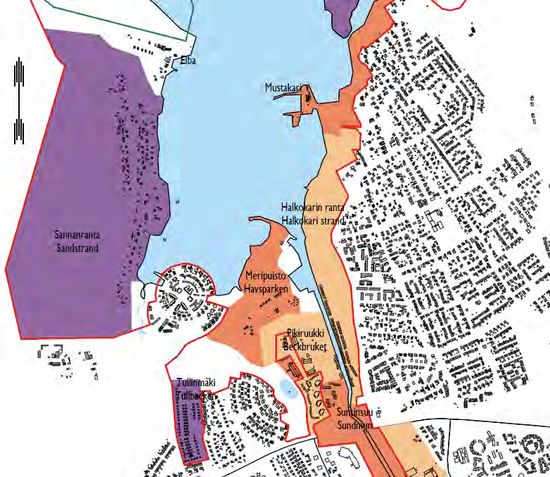 LUONNOS JA KUVAEHDOTUKSET 24 (52) KUVA 6.13: Kokkolan kansallisen kaupunkipuiston tarkastelualueen osa-alue 2:n kaavatilanne.