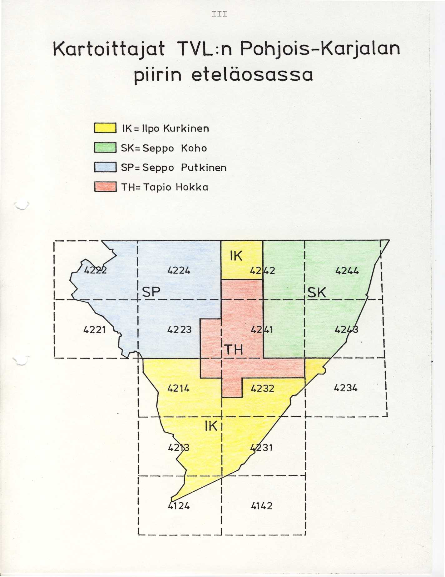 TI T Kartoittajat TVL :n Pohjois-Karjala n piirin eteläosass a IK=