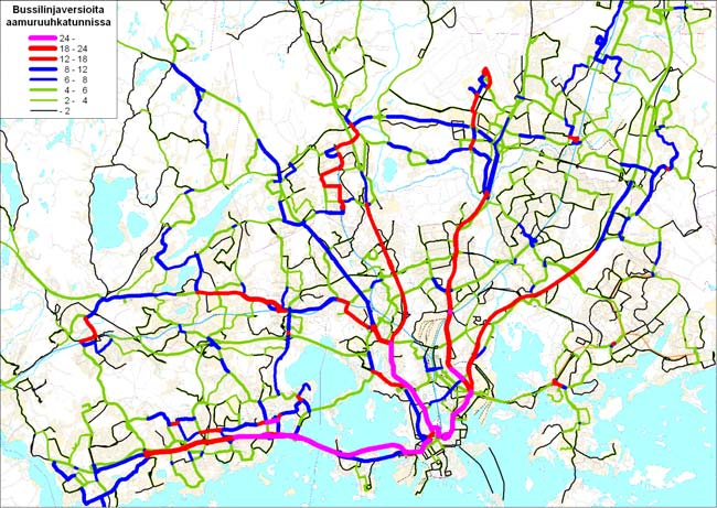 Pääkaupunkiseudun joukkoliikenne pohjautuu suurelta osin bussiliikenteeseen.