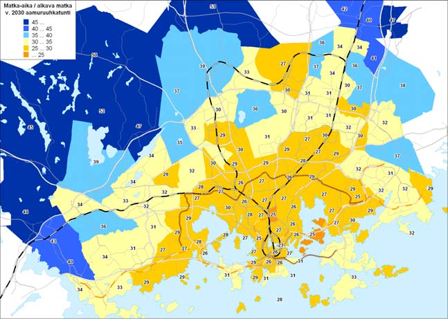 Matka-aikojen lyhenemät ovat tyypillisesti muutaman minuutin luokkaa.