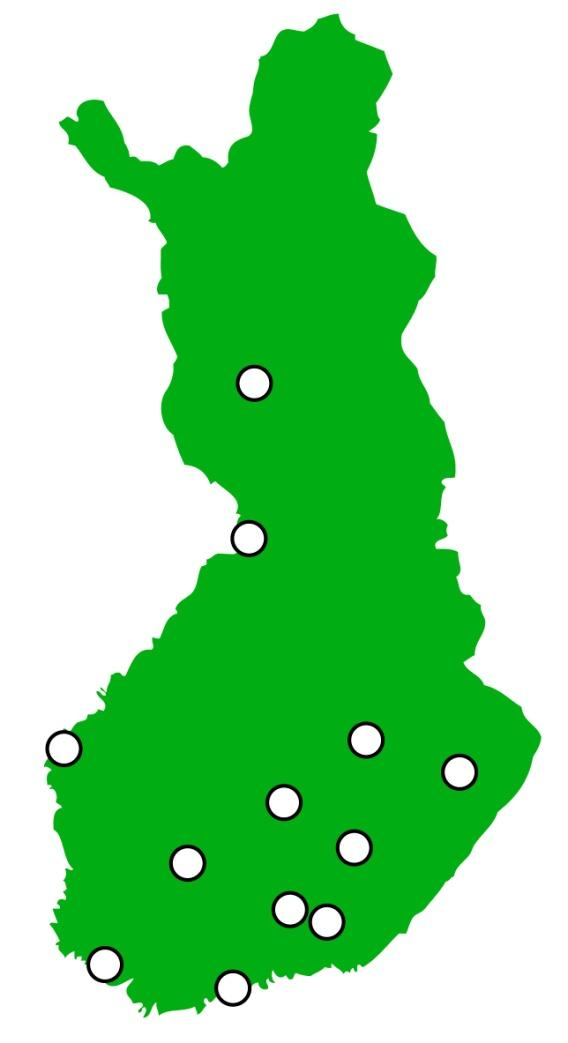 Valtakunnallinen organisaatio Keskustoimisto ja 12 aluetoimistoa 46 päätoimista työntekijää Noin 100 sivutoimista kouluttajaa Toimimme koko Suomen alueella Hyvät