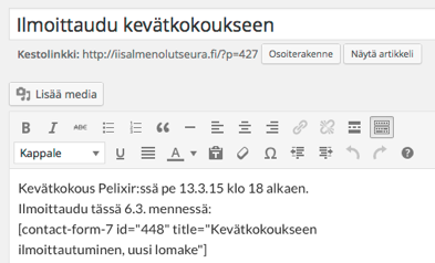 Ohjausnäkymä Jutun taittonäkymä ja