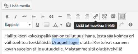 Suuri kuva tai muu tiedosto, esim. pdf on hyvä laittaa linkin taakse, ettei se sotke tai hidasta sivun katsomista. Linkin lisäys.
