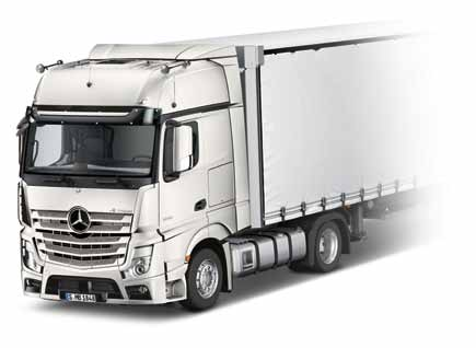 Polttoainesäiliön tilavuus. Actros Volumer -mallisiin puoliperävaunun vetoautoihin saa jopa 990 litran polttoainetilavuuden tilaa vievästä Euro VI -pakokaasuteknologiasta huolimatta.