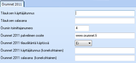 ÖRUMNET 2011 ASETUSTEN SYÖTTÄMINEN (JA TARKISTAMINEN) Mennään päävalikon yläreunasta kohtaan Asetukset Lisäasetukset, välilehdelle Örumnet 2011.