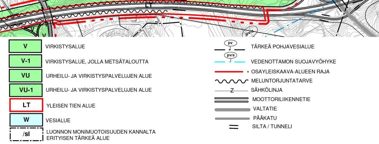 Ote Joutsenenpesänkallion hankealueen (sininen rajaus) kohdalta Käyrälampi Utunmäki osayleiskaavasta.