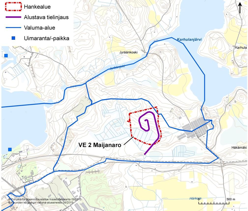 Vaihtoehdon VE 1 lähellä sijaitsevien pintavesien