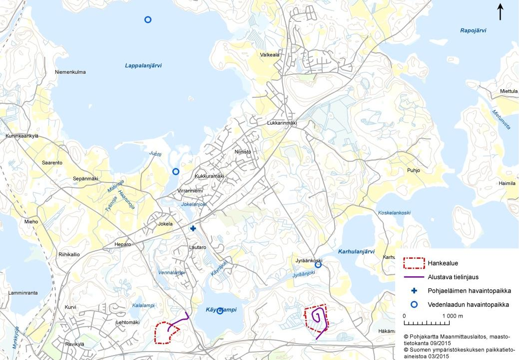 90 Kouvolan kaupunki, puhtaiden ylijäämämaiden läjitysalueen YVA-selostus Käyrälammen (Käyrälampi 019) ja Käyrälammen yläpuolisen Jyräänkosken (Käyräjoki Jyräänk 019) ja alapuolisen Käyräjoen