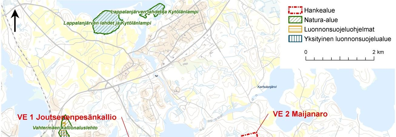 Kouvolan kaupunki, puhtaiden ylijäämämaiden läjitysalueen YVA-selostus 99 Maijanaron alueella ei esiinny merkittäviä luontotyyppikohteita.