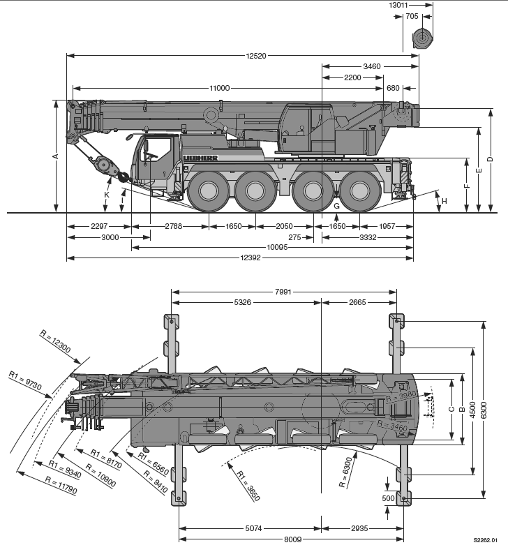 Nostoetäisyydet Mitat 42 LIEBHERR LTM1070-4.