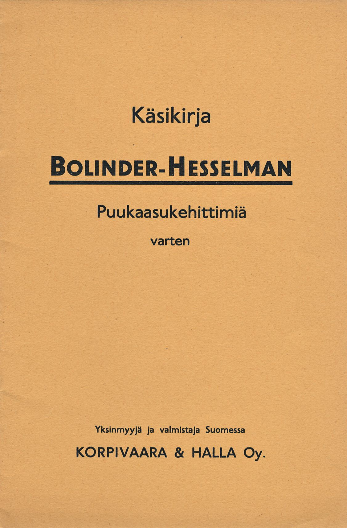 Käsikirja Bolinder-Hesselman Puukaasukehittimiä varten