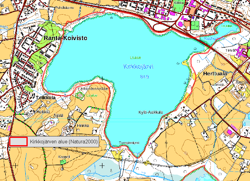 MAANKÄYTÖN MUUTOKSET 1998 NYKYHETKI Kirkkojärvi 1 1998 2016 Vain vähäisiä muutoksia on tapahtunut.