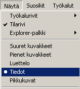 0) Jos päivämäärää ja kokoa ei näy, mene valikkokohtaan Selaa ja valitse sieltä Näytä tiedot (tarkka sanamuoto riippuu Windows- versiosta).