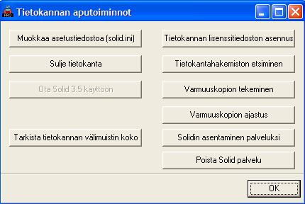 Tietokannan kopioinnin ajastus kiintolevylle Päävalikosta mennään valikkoon Ohje ja sieltä kohtaan Tietoja ohjelmasta. Tämä tehdään verkkojärjestelmässä palvelinkoneella.