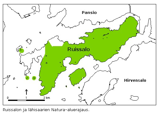 1.9 RUISSALON SUOJELUALUEET JA RUISSALOA KOSKEVAT SUUN- NI TELMAT 1.9.1 Natura-2000 ehdotus Natura-alue toteutustavan mukai- Koko Natura-alue sesti kuva: www.turku.fi/ruissalo 1.9.2 Lehtojen suojeluohjelma Mustatut alueet luonnonsuojelulain mukainen, vaakaviivoitetut alueet maankäyttö ja rak.