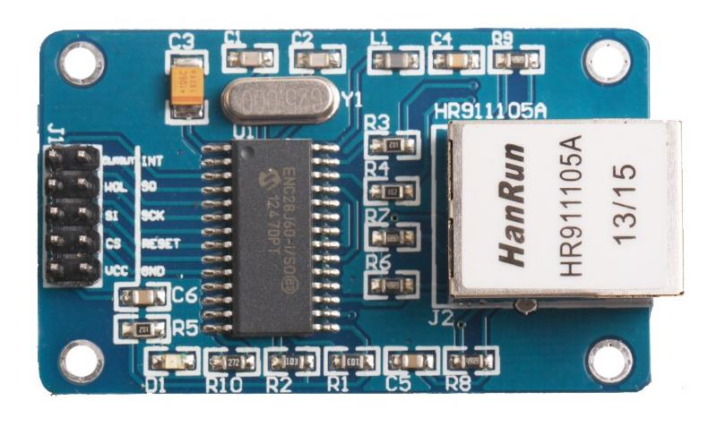 23 Kuva 14. ENC28J60 Ethernet moduuli Kun verkkoyhteys sekä ohjain saatiin määriteltyä, oli aika keskittyä käytettävän aliväylän suunnitteluun.