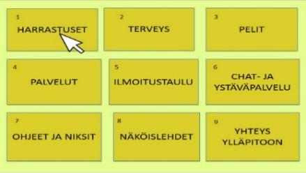 Mikäli sivulta ei löydy haluttua toimintoa, voi katsoa seuraavalta sivulta lisää toimintoja klikkaamalla mustaa nuolta oikeasta alanurkasta.