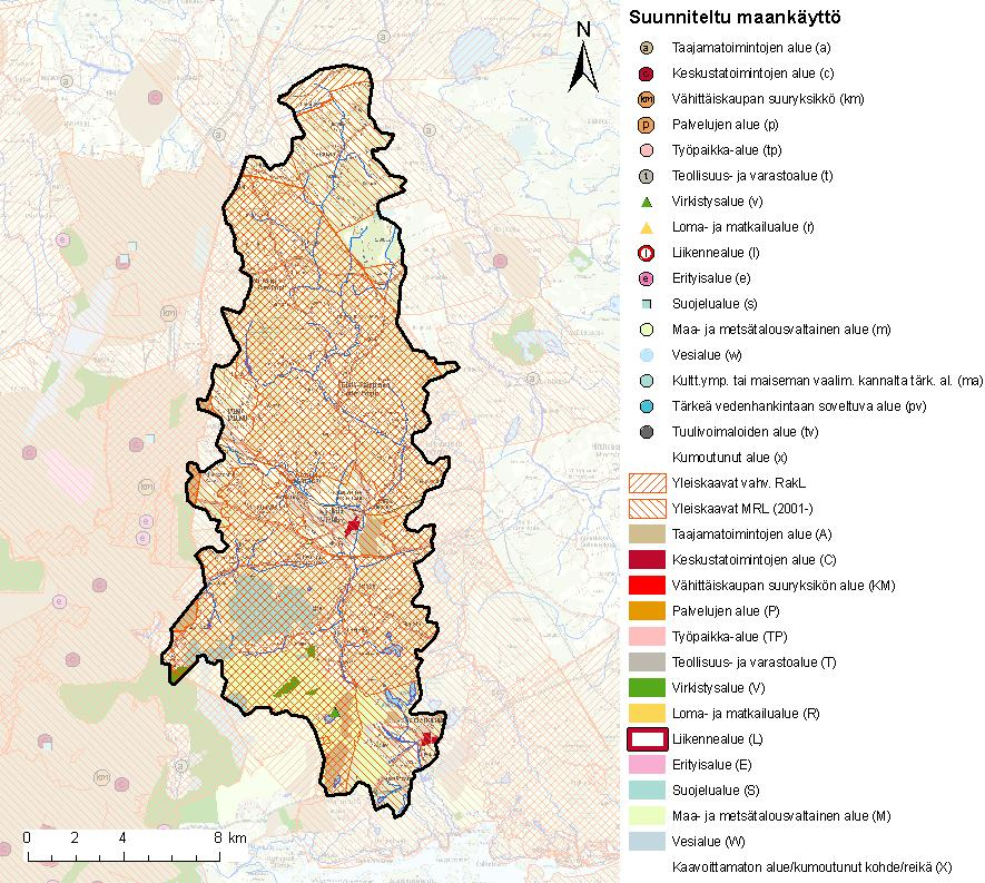 Affecto Finland Oy, Karttakeskus, Lupa L4659. SYKE, Maakuntien liitot Kuva 4. Maakuntakaavan mukainen suunniteltu maankäyttö Sipoonjoen valuma-alueella.