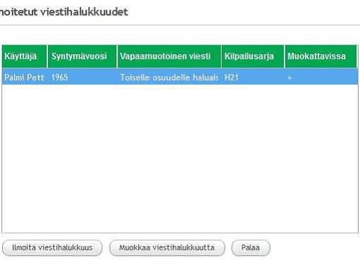 Seuraavassa listassa näet mahdolliset jo tehdyt ilmoitukset.