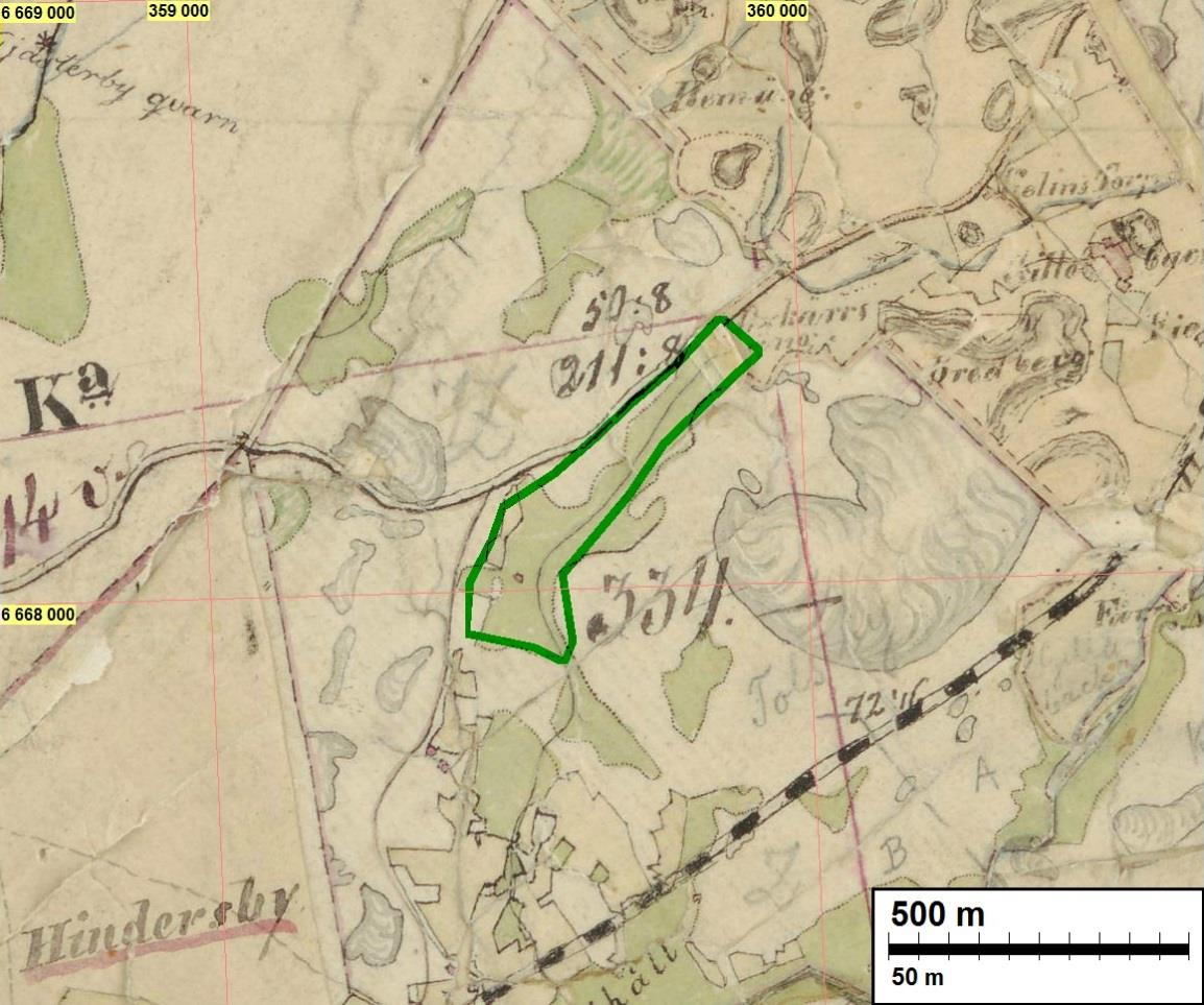 6 Tutkimusalue vihreällä 1840-luvun