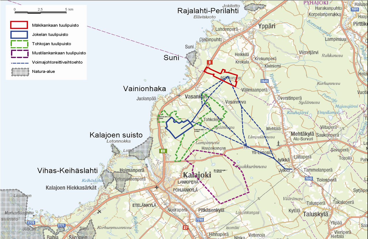 FCG Finnish Consulting Group Oy 8 (17) SCI) ja Vainiohaan (FI FI1000018) Natura-alueiden suojeluperusteena oleville luontotyypeille, koska tuulipuiston tai sähkönsiirron rakenteita ei sijoitu