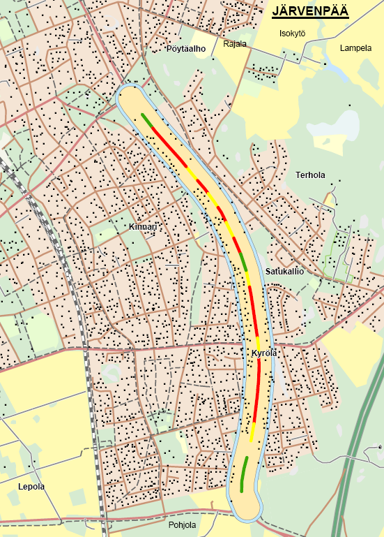 Esimerkki - Järvenpää Tie 1456, tieosa 1 merkittävä liikenteen