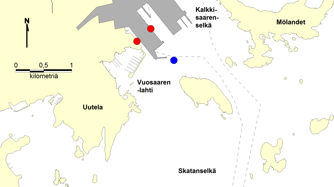 Voimalaitosten jäähdytysvesi otetaan Kalkkisaarenselältä ja puretaan joko satama-altaaseen tai sataman länsipuoliseen Ruusuniemenkanavaan (kuva 2). Kuormitus vuonna 29 on esitetty liitteessä 1.