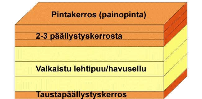 17 (52) 2.3.1 Raaka-aineet SBS-kartonki eli sellukartonki koostuu valkaistusta havupuu- ja lehtipuusellusta (kuvio 4). Niitä on useimmiten saman verran.