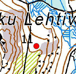 Turbiinipaikka 11 Harvennettua puolukkatyypin (VT) kuivahkon kankaan männikköä, sekapuina kasvaa kuusia.